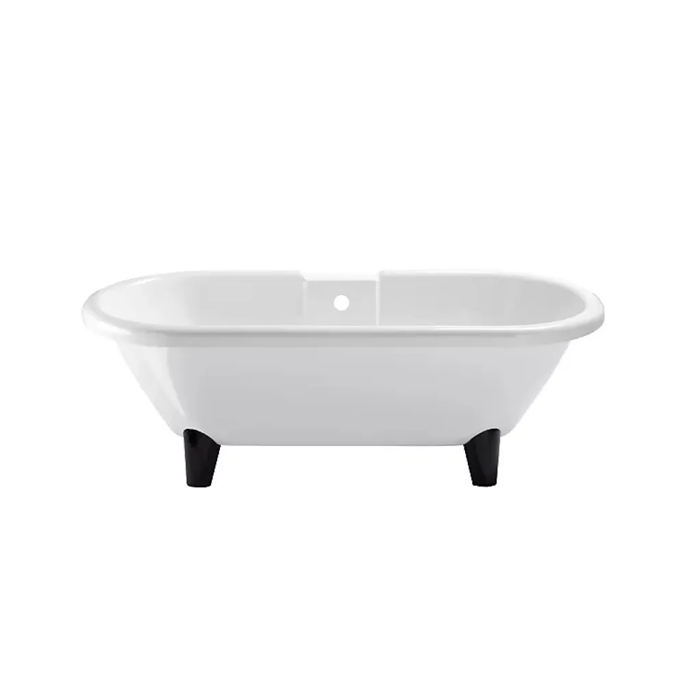 Baignoire Îlot|Planète Bain Baignoire îlot Charly blanche rétro + pieds conique noir