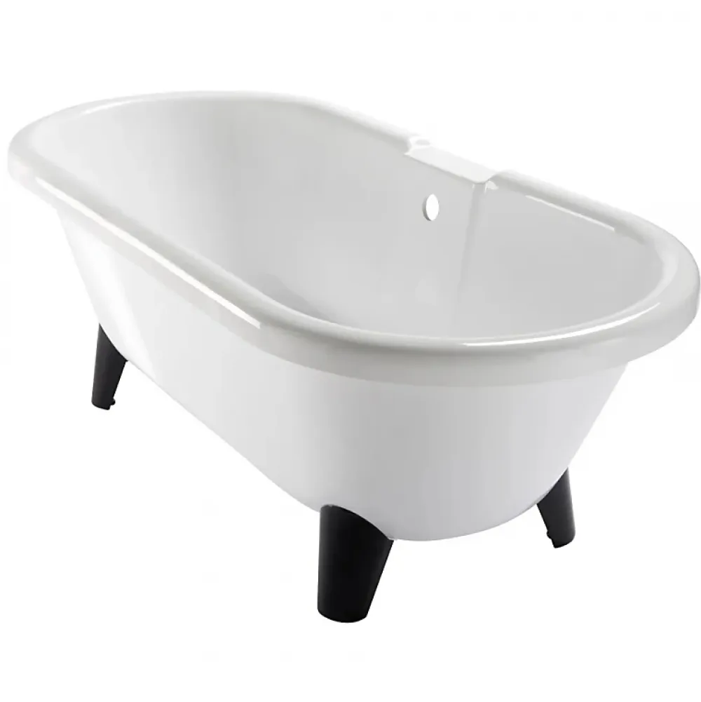 Baignoire Îlot|Planète Bain Baignoire îlot Charly blanche rétro + pieds conique noir