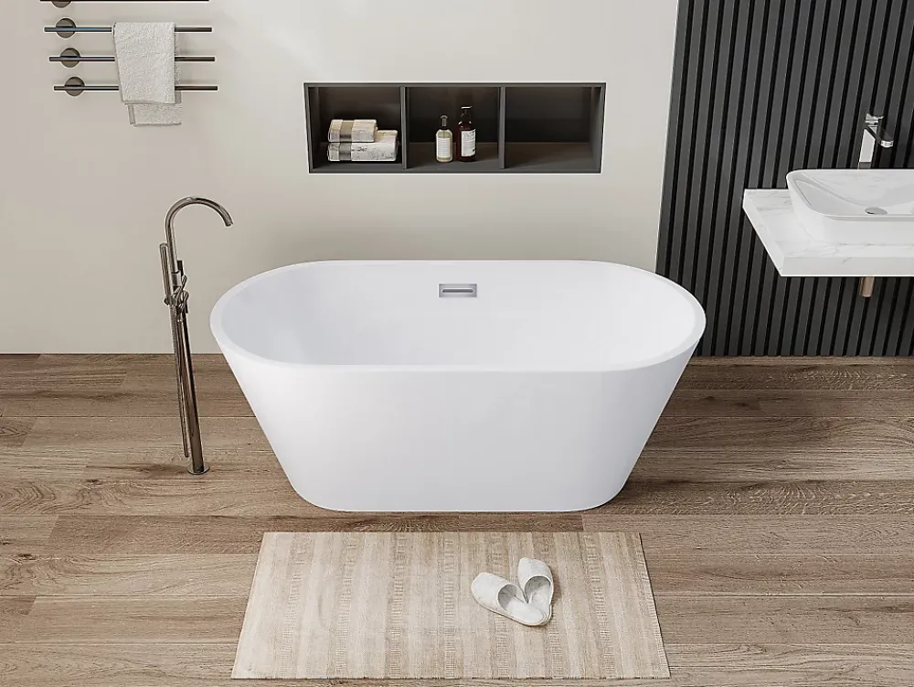 Vente-unique Baignoire îlot design - 201 L - 150 x 70 x 58 cm - Blanche - TWIGGY