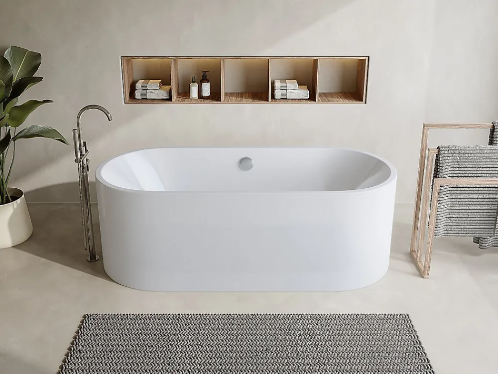 Vente-unique Baignoire îlot design - 221 L - 170 x 75 x 58 cm - Blanche - KATOUCHA