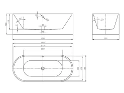 Vente-unique Baignoire îlot design - 221 L - 170 x 75 x 58 cm - Blanche - KATOUCHA