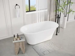 Vente-unique Baignoire îlot design - 193 L - 150 x 75 x 58 cm - Blanche - NOEMIE II
