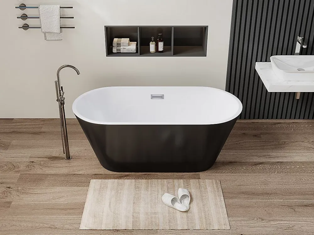 Vente-unique Baignoire îlot design - 201 L - 150 x 70 x 58 cm - Noire - TWIGGY