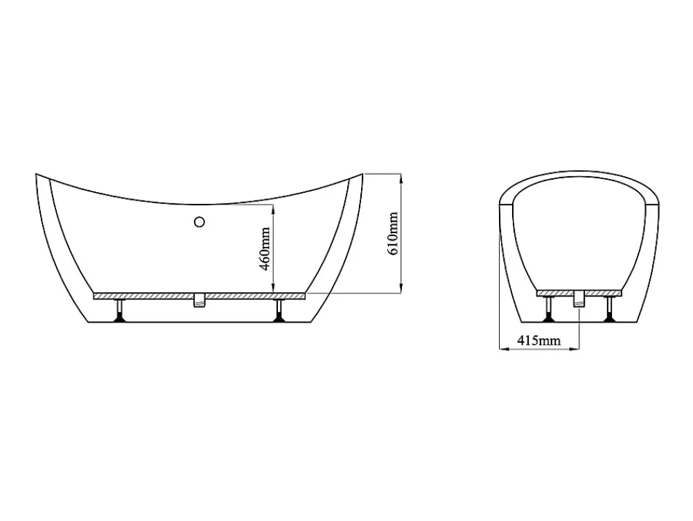 Baignoire Îlot|Vente-unique Baignoire îlot design blanche - 225L - 170 x 83 x 77cm - ALDA