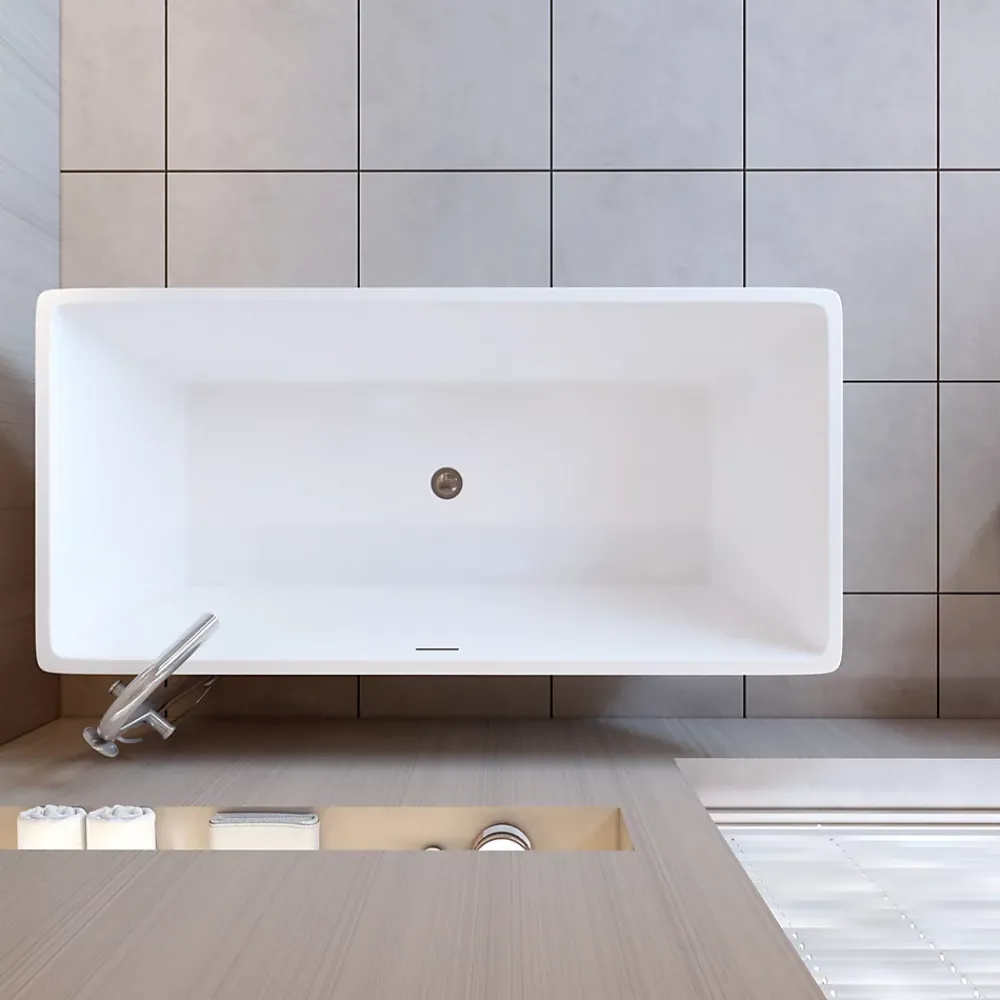 AICA Sanitaire Baignoire îlot design en acrylique - 250L - 150 x 72 x 56cm - Confort ergonomique et élégance moderne - avec Bonde et trop plein