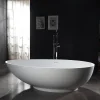 Bernstein Baignoire îlot Design en fonte minérale VIGO - blanc mat - Avec robinet mitigeur 1521, Sans siphon, 170x85cm