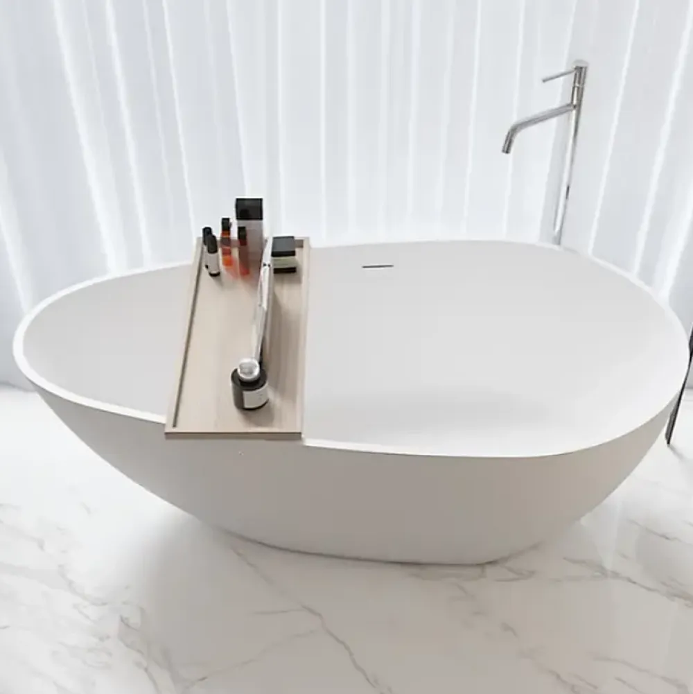 Stano Baignoire îlot design en solid surface ovale HELSINKI 150 cm