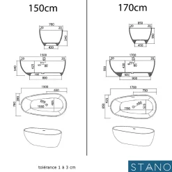 Stano Baignoire îlot design en solid surface ovale HELSINKI 150 cm
