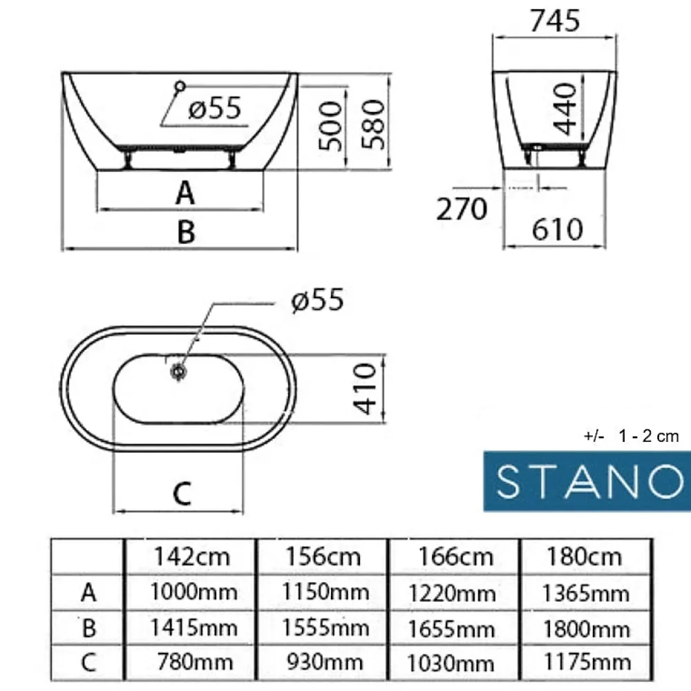 Baignoire Îlot|Stano Baignoire îlot design ovale BOSTON blanche 180 cm