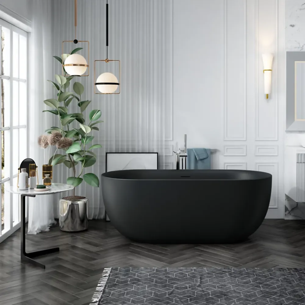 Baignoire Îlot|Stano Baignoire îlot design ovale LISBON noir mat 160 cm