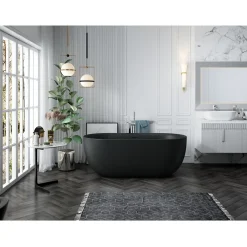 Baignoire Îlot|Stano Baignoire îlot design ovale LISBON noir mat 160 cm