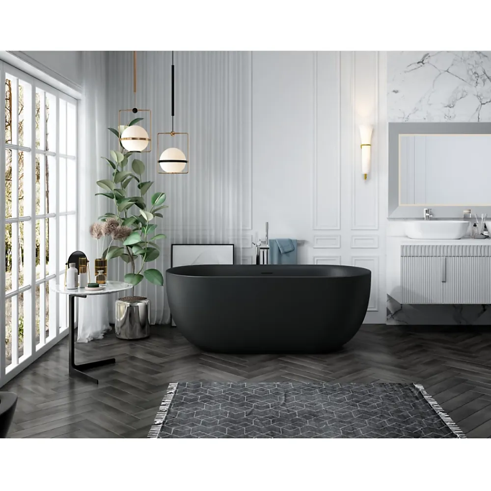 Baignoire Îlot|Stano Baignoire îlot design ovale LISBON noir mat 160 cm