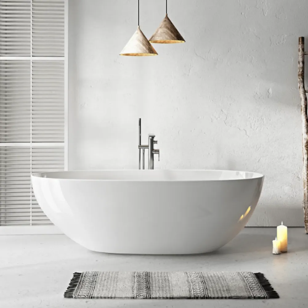 Baignoire Îlot|Stano Baignoire îlot design ovale FLORIDA blanche 180 cm Brillant