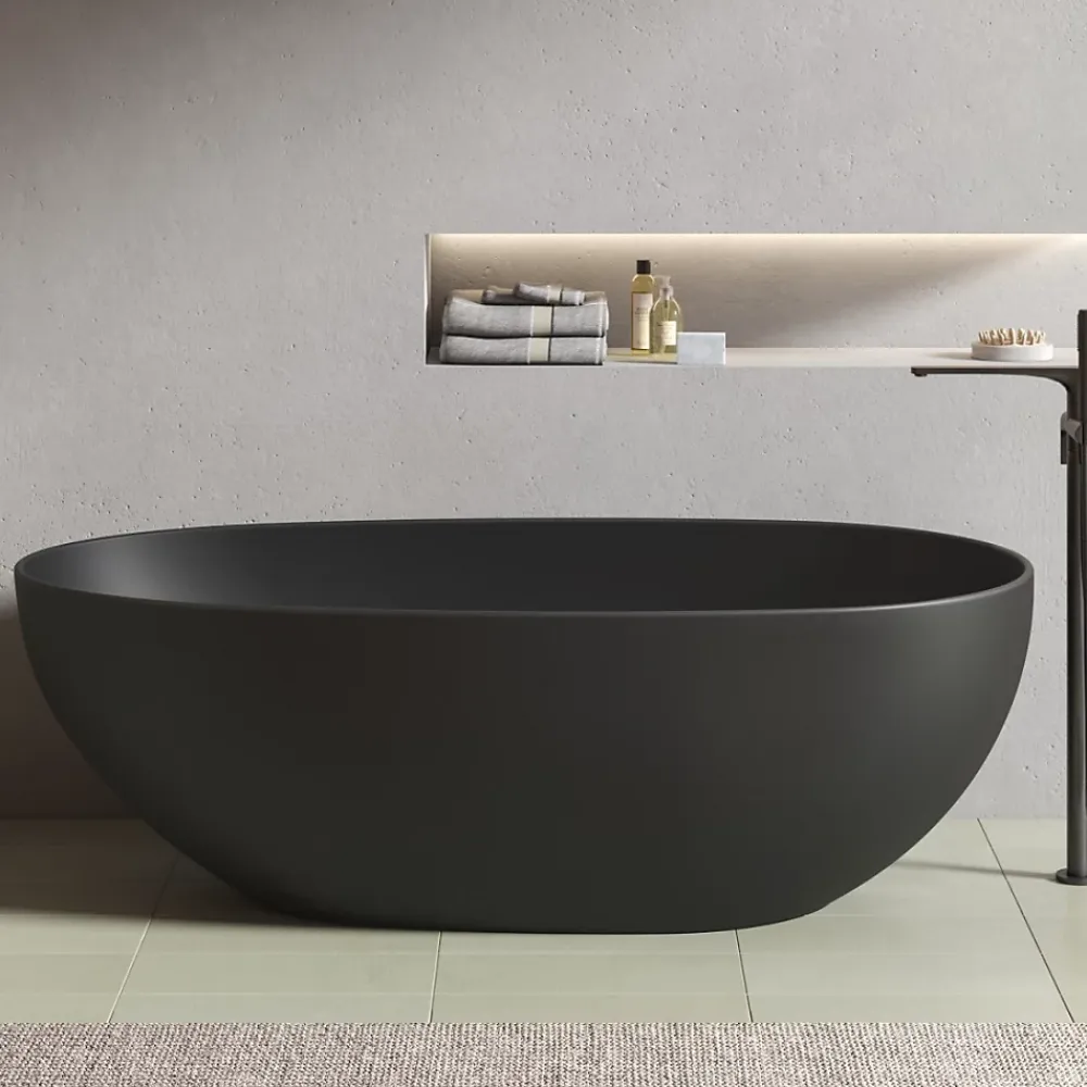 Stano Baignoire îlot design ovale FLORIDA noir mat 165 cm