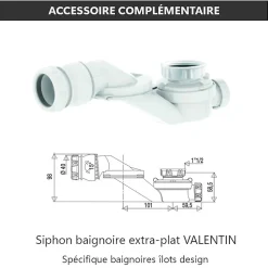 Stano Baignoire îlot design ovale FLORIDA noir mat 165 cm