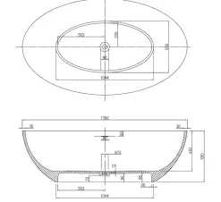 Bernstein Baignoire îlot en fonte minérale RELAX - 176x103cm - Sans robinet ni siphon, Blanc mat