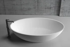 Baignoire Îlot|Bernstein Baignoire îlot en fonte minérale (fonte minérale) RIO STONE - 180x85x52cm - Sans robinet ni siphon, Blanc mat