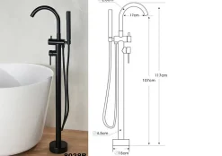 Baignoire Îlot|Bernstein Baignoire îlot en fonte minérale HAWAII STONE - 180x85cm - Sans siphon, Blanc brillant, Avec robinet mitigeur 8028B