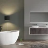 Bernstein Baignoire îlot en fonte minérale HAWAII STONE - 180x85cm - Sans siphon, Avec robinet mitigeur 1523C, Blanc brillant