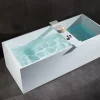 Baignoire Îlot|Bernstein Baignoire îlot en fonte minérale 170x72x55cm Blanc mat - LUNA STONE + siphon + robinet sur pied 1523C