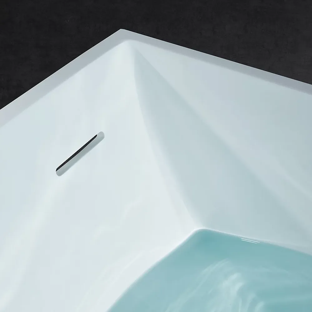 Baignoire Îlot|Bernstein Baignoire îlot en fonte minérale 170x72x55cm Blanc mat - LUNA STONE + siphon + robinet sur pied 1523C