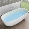 Baignoire Îlot|Bernstein Baignoire îlot en fonte minérale, OCEAN STONE - 180x87cm - Avec robinet mitigeur 8028, Sans siphon, Blanc mat
