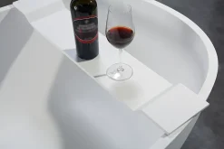 Baignoire Îlot|Bernstein Baignoire îlot en fonte minérale VELA STONE - blanc mat, 180x90cm - Avec robinet mitigeur 8028, Avec siphon