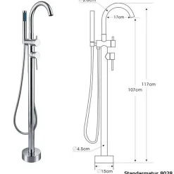 Baignoire Îlot|Bernstein Baignoire îlot en fonte minérale VELA STONE - blanc mat, 180x90cm - Avec robinet mitigeur 8028, Avec siphon