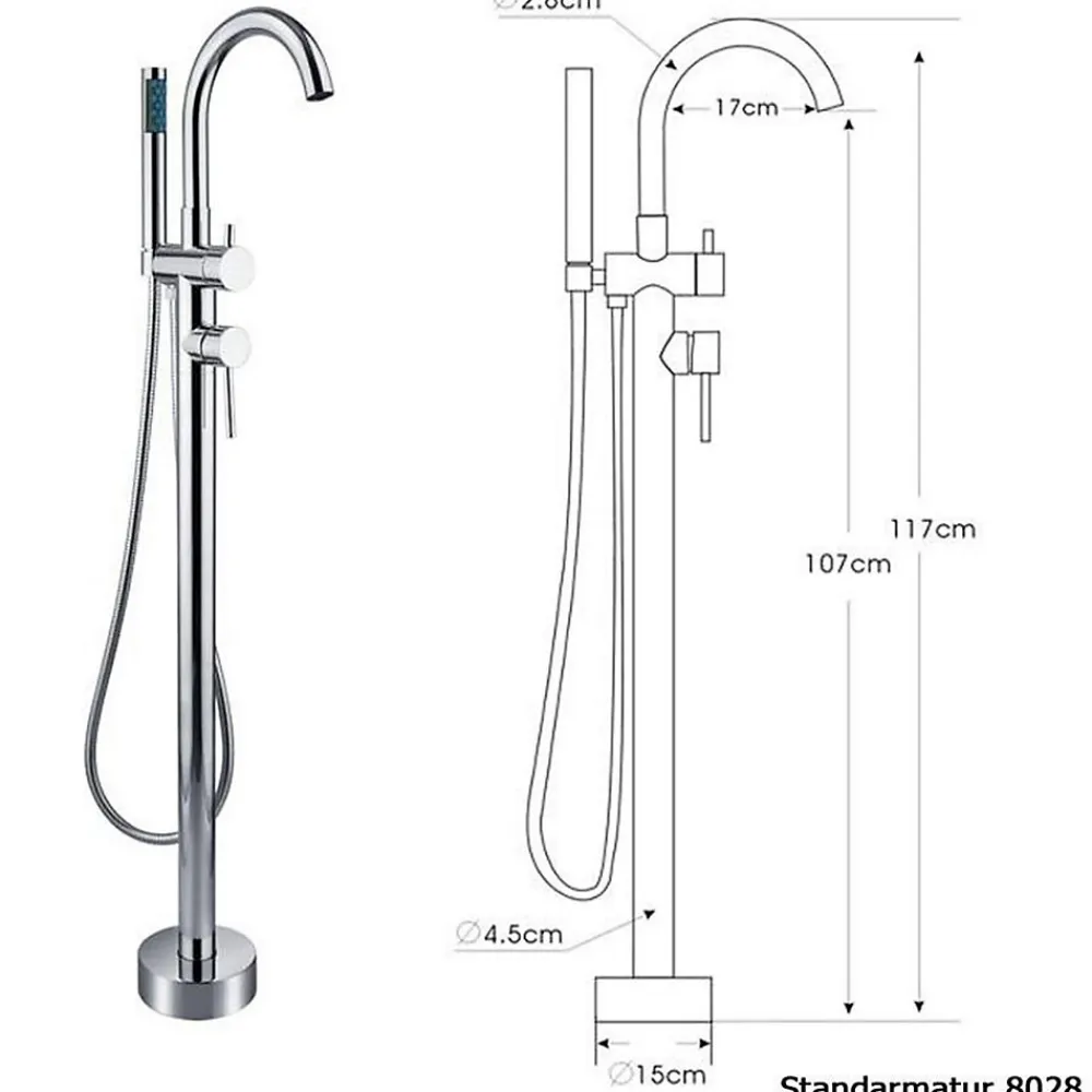 Baignoire Îlot|Bernstein Baignoire îlot en fonte minérale VELA STONE - blanc mat, 180x90cm - Avec robinet mitigeur 8028, Avec siphon