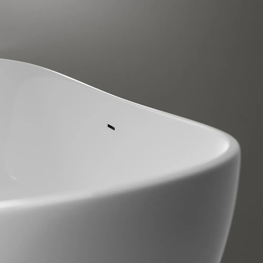 Baignoire Îlot|Bernstein Baignoire îlot Fonte minérale ovale 180x85x64cm + bonde et trop plein - Blanc brillant - HAWAII STONE