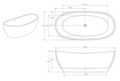 Baignoire Îlot|Bernstein Baignoire îlot Fonte minérale ovale 180x85x64cm + bonde et trop plein - Blanc brillant - HAWAII STONE