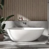 Baignoire Îlot|Bernstein Baignoire îlot fonte minérale ovale autoportante Moderne avec bonde - 170x86x54cm - VELA Blanc mat