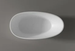 Baignoire Îlot|Bernstein Baignoire îlot fonte minérale ovale autoportante Moderne avec bonde - 170x86x54cm - VELA Blanc mat