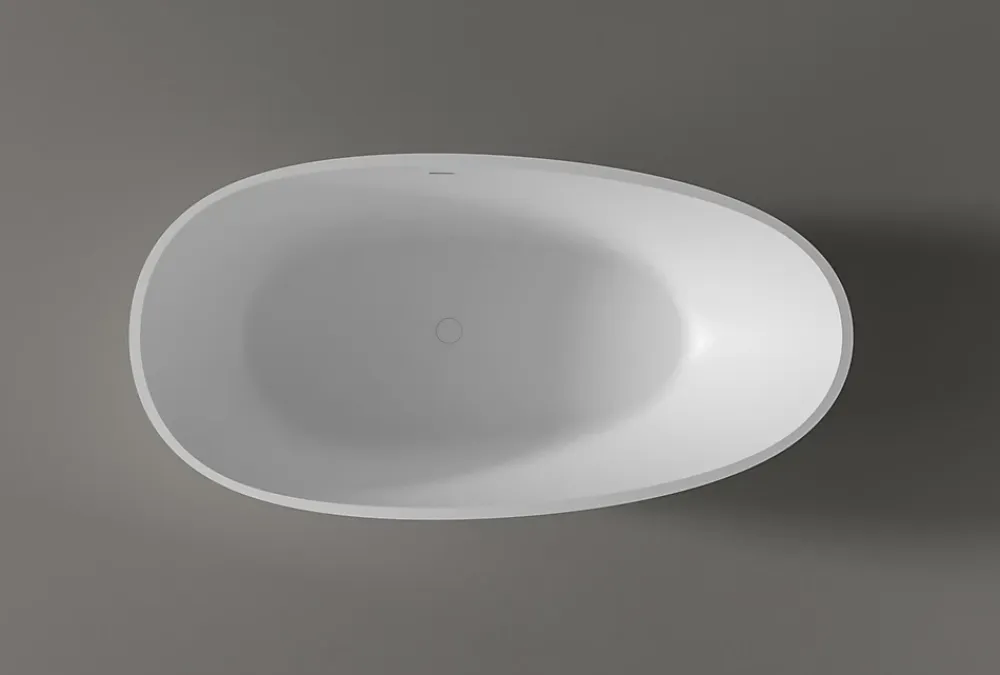 Baignoire Îlot|Bernstein Baignoire îlot fonte minérale ovale autoportante Moderne avec bonde - 170x86x54cm - VELA Blanc mat