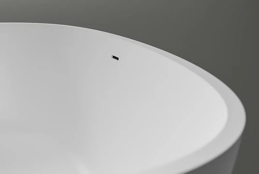 Baignoire Îlot|Bernstein Baignoire îlot fonte minérale ovale autoportante Moderne avec bonde - 170x86x54cm - VELA Blanc mat