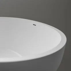 Bernstein Baignoire îlot fonte minérale Ovale Moderne pour Salle de Bain avec Bonde et trop plein - 180x85x52cm - RIO STONE - Blanc Mat