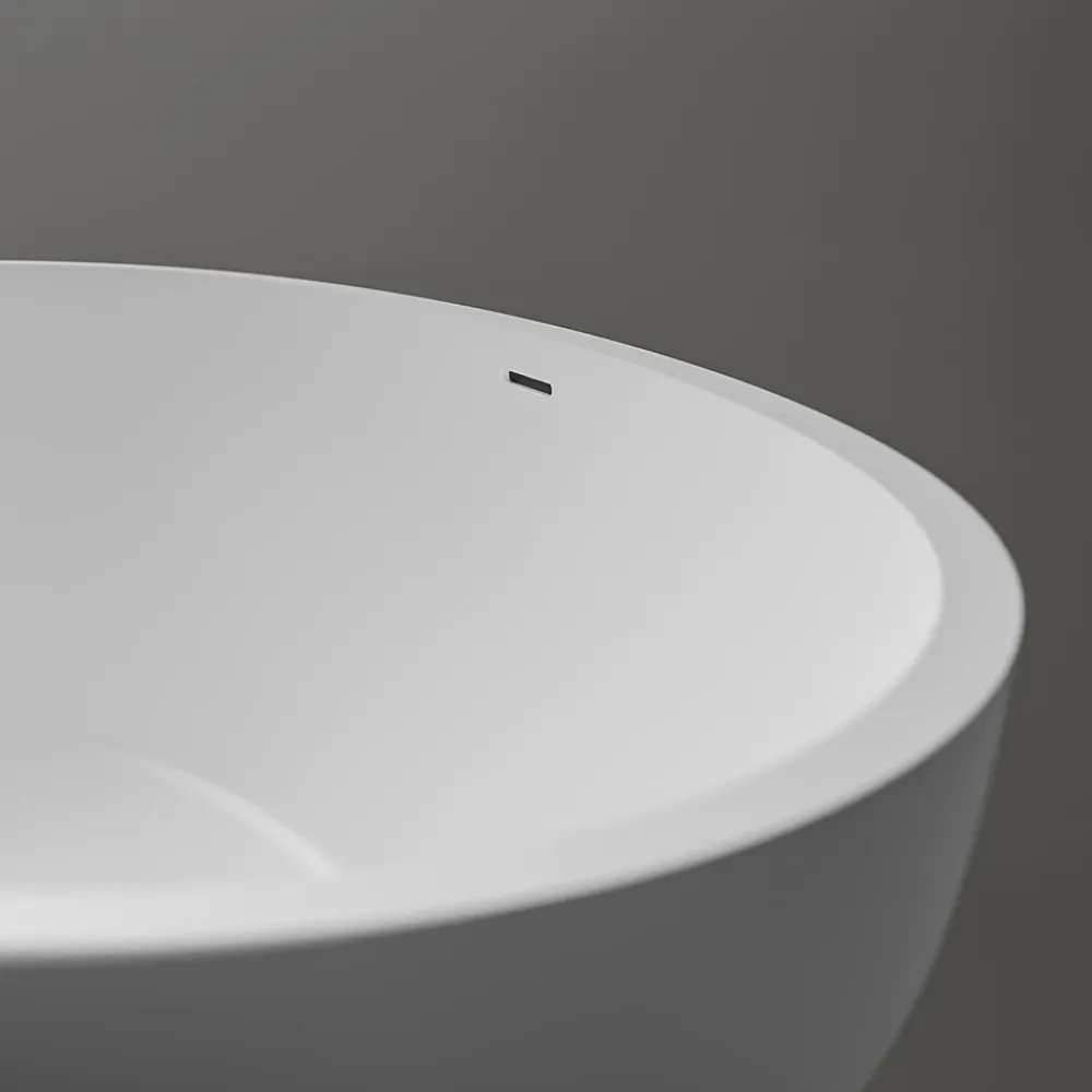 Bernstein Baignoire îlot fonte minérale Ovale Moderne pour Salle de Bain avec Bonde et trop plein - 180x85x52cm - RIO STONE - Blanc Mat