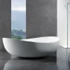 Baignoire Îlot|Bernstein Baignoire îlot fonte minérale, Solide Surface, WAVE blanc, 180x110cm, Blanc haute brillance