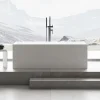 Baignoire Îlot|Bernstein Baignoire îlot Fonte minérale rectangulaire 170x72x55cm + bonde pop-up et trop plein - Blanc mat - LUNA