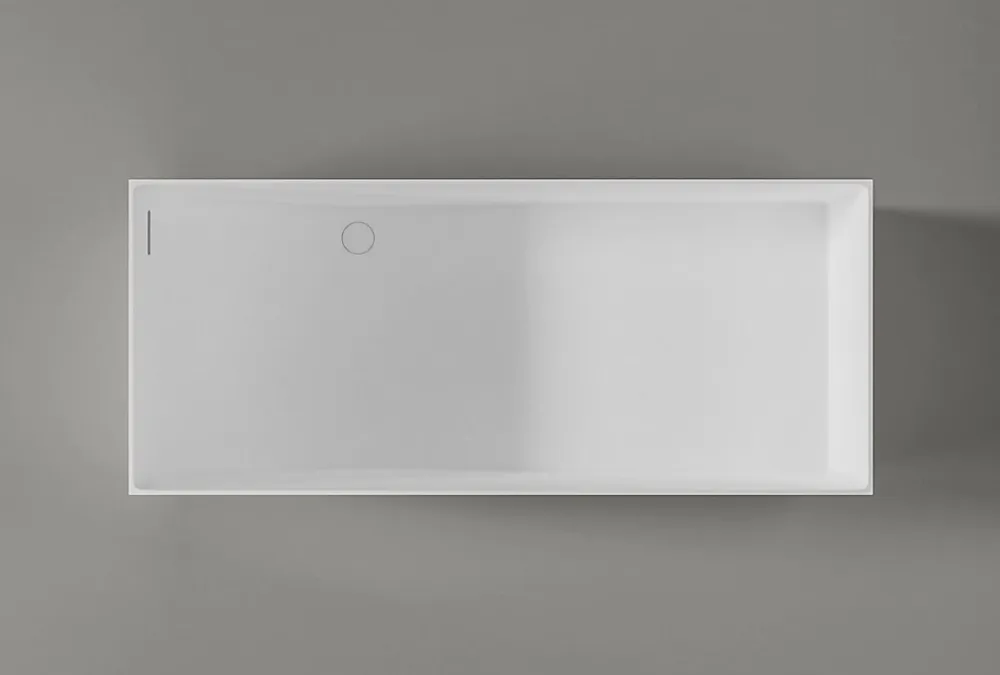 Baignoire Îlot|Bernstein Baignoire îlot Fonte minérale rectangulaire 170x72x55cm + bonde pop-up et trop plein - Blanc mat - LUNA