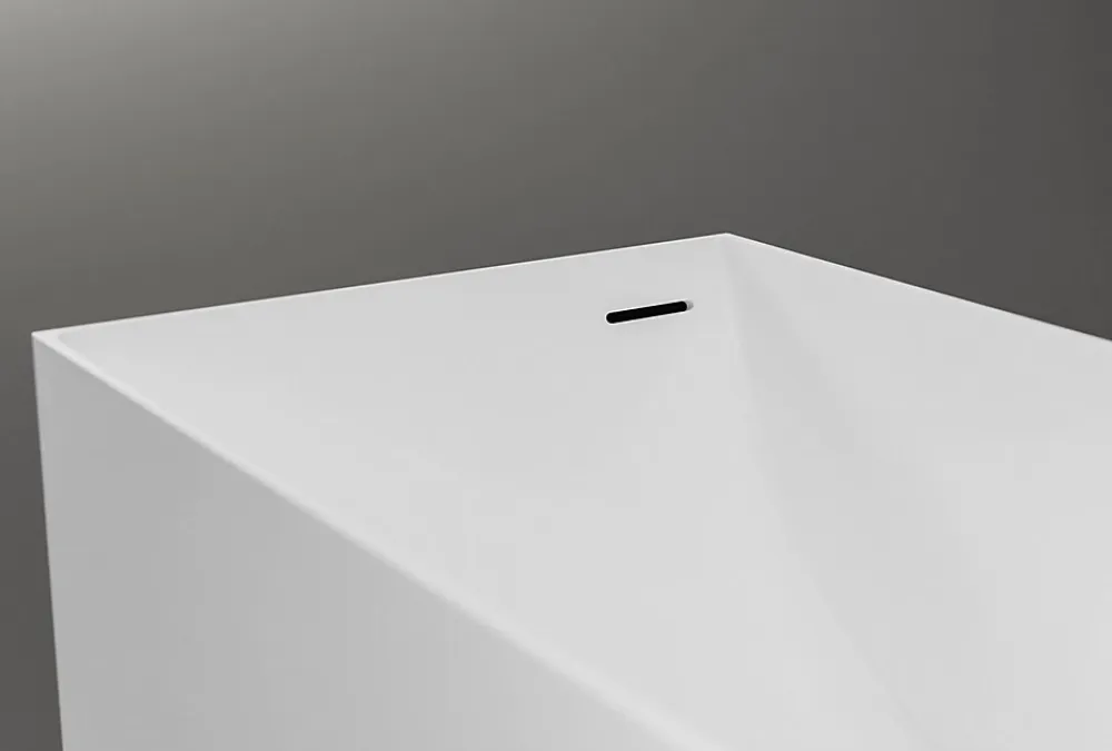 Baignoire Îlot|Bernstein Baignoire îlot Fonte minérale rectangulaire 170x72x55cm + bonde pop-up et trop plein - Blanc mat - LUNA
