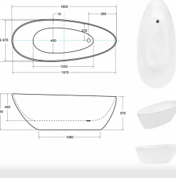 Azura Home Design Baignoire îlot GOYA noir - 160 x 70 cm