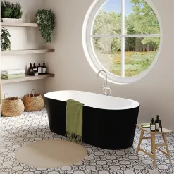 GoodHome Baignoire îlot Huron L. 160 cm x l. 75 cm noir