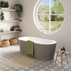 Baignoire Îlot|GoodHome Baignoire îlot Huron L. 150 cm x l. 75 cm gris
