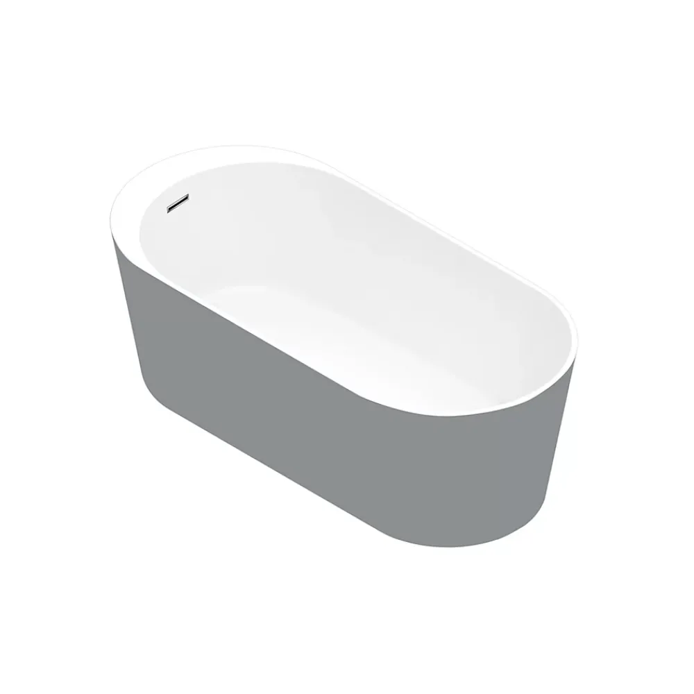 Baignoire Îlot|GoodHome Baignoire îlot Huron L. 150 cm x l. 75 cm gris