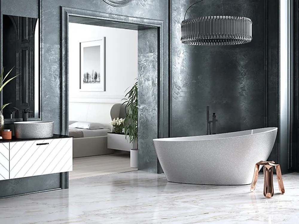 Azura Home Design Baignoire îlot KEYA GLAM SILVER 165 x 70 cm