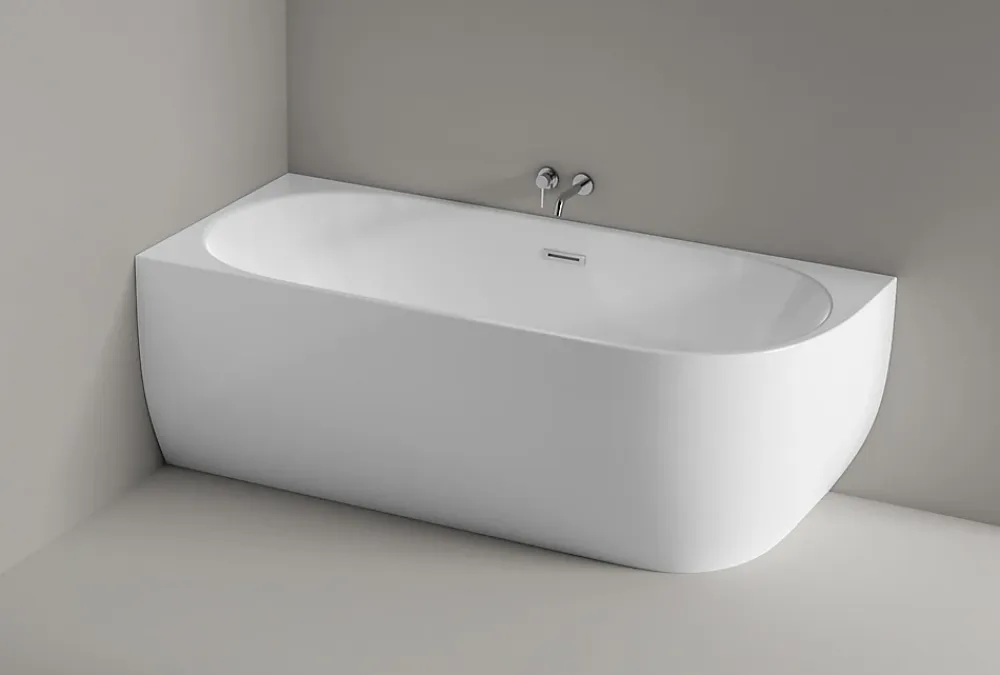 Baignoire Îlot|Bernstein Baignoire îlot LENA CORNER acrylique blanc brillant - montage gauche -170x75cm - Garantie 5 ans - Avec mitigeur 8028, Sans siphon