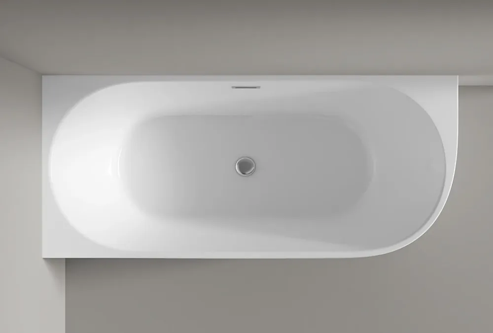 Baignoire Îlot|Bernstein Baignoire îlot LENA CORNER acrylique blanc brillant - montage gauche -170x75cm - Garantie 5 ans - Avec mitigeur 8028, Sans siphon
