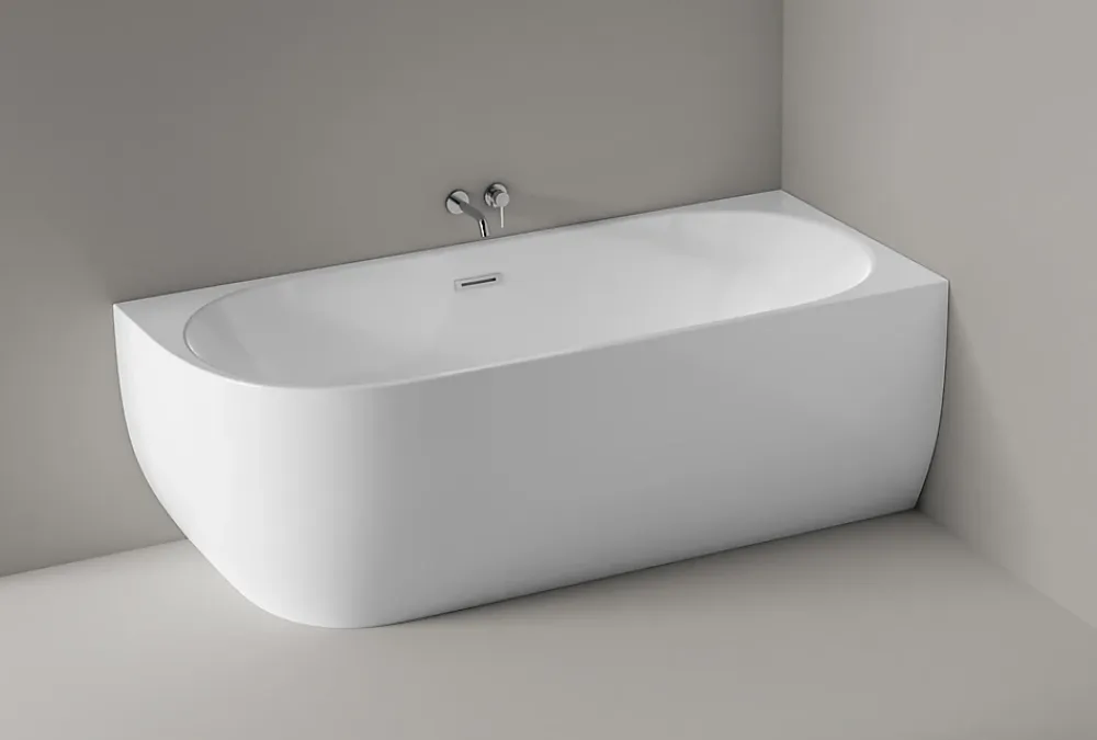 Baignoire Îlot|Bernstein Baignoire îlot LENA CORNER acrylique blanc brillant - montage droite -170x75cm - Garantie 5 ans - Sans robinet, Avec siphon