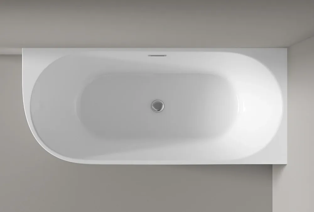 Baignoire Îlot|Bernstein Baignoire îlot LENA CORNER acrylique blanc brillant - montage droite -170x75cm - Garantie 5 ans - Sans robinet, Avec siphon
